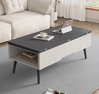 Table basse multifonctionnelle en bois avec compartiment de rangement dissimulé et plateau relevable