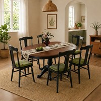 Table à manger circulaire extensible et pliable en bois rétro français, écologique, pour hôtels et restaurants