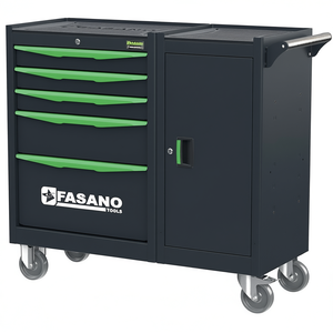 Gabinete de herramientas rodante Fasano Tools con 5 cajones, puerta y ruedas para reparación de automóviles - Product Image 2