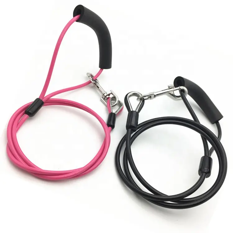 5mm PVC coated dog cat cable leash with swivel zink hook on both ends