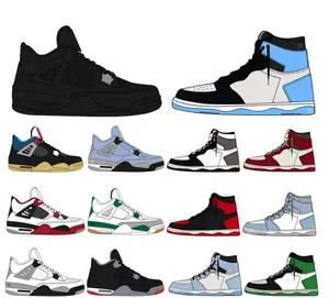 En yeni 2024 1ss 4ss Vintage erkekler ve kadınlar için siyah kedi Travis Scott Sneakers ucuz j4s basketbol ayakkabıları wo