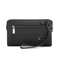 Tas Clutch Pria Baru dengan Ritsleting Anti Maling, Dompet Kapasitas Besar, Tas Kulit PU Kelas Atas untuk Bisnis dengan Lapisan Poliester