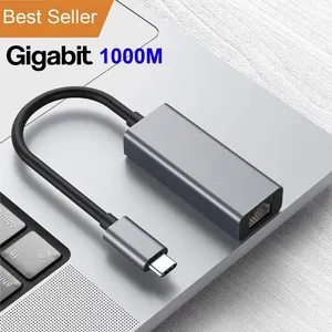 Personalizado tipo C USB 2,0 100Mb USB 3,0 a 1000Mbps Gigabit RJ45 tarjeta de red aluminio ABS adaptador Ethernet para PC de escritorio portátil