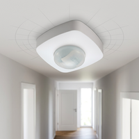 360 °   Détecteur de mouvement PIR longue portée pour plafond, détecteur infrarouge réglable 4m*20m avec réglage du temps et de la luminosité pour éclairage de plafond haut
