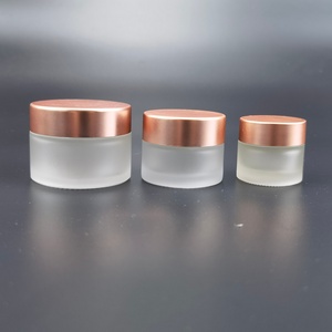5ml 10ml 15ml 20ml 30ml 50ml 60ml Straight Round <b>Rose</b> Gold Lid Cosmetic Face Cream Jar Pink Glass Cream Jars with Spoon - Product Image 4