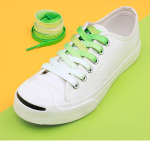 Color Gradient Personality tide Flat <b>LACES</b> Suitable for Sneakers Small White Shoes Canvas Shoes - Product Image 2