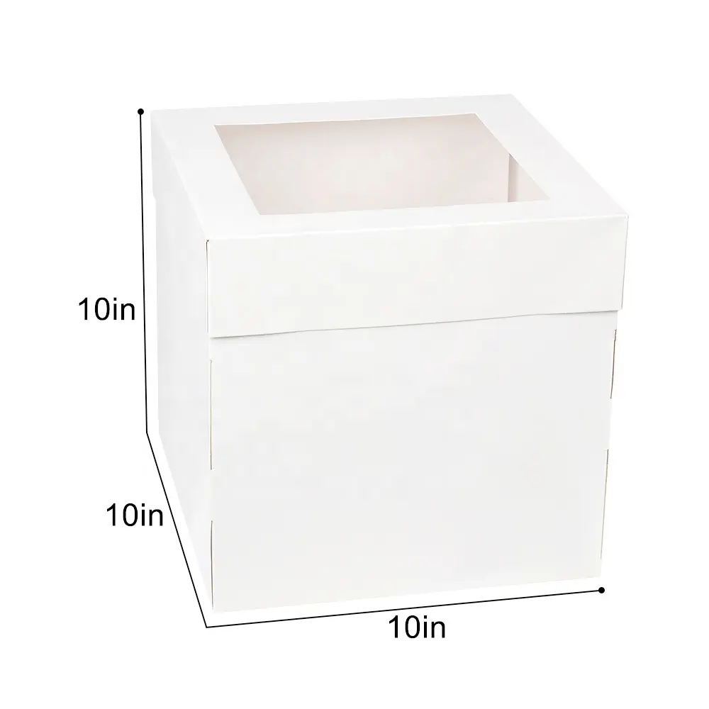 Caja de Herramientas de decoración de pasteles, caja de cartón blanca plegable para magdalenas, con ventana transparente, 10x10x10, venta al por mayor