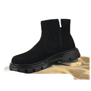 Bottes de neige pour hommes, chaudes, épaisses, doublées de fourrure, à talon moyen, couleur unie, antidérapantes, pour l'extérieur - Product Image 5