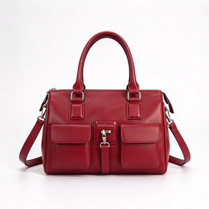 Sac à main classique rouge pour femme avec poignée supérieure, sacoche multi-poches avant avec bandoulière amovible pour le bureau et l'usage quotidien - Product Image 6