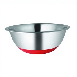 Bol de mélange profond et rond en acier inoxydable, écologique, avec logo personnalisé, base antidérapante en silicone, pour fruits et légumes, vente en gros - Product Image 1