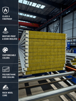 Panneau sandwich moderne en laine de roche métallique avec bordure en polyuréthane pour les systèmes de cloisons de toits et de murs de bâtiments commerciaux