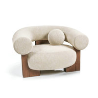 Fauteuil de canapé simple paresseux Fauteuil de luxe en bois massif Salon Chaise longue de lecture surdimensionnée et pouf nordique pour bureau à domicile