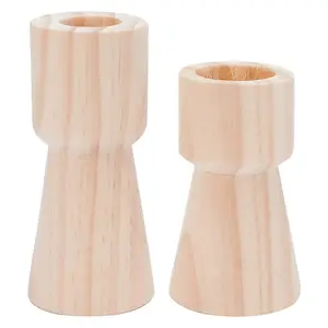 Onafgewerkte Houten Kandelaars Houthouders Rustieke Pilaar Cup Staat Kandelaars 4/5 Inch Gat Klassiekers Voor Thuis Bruiloft Decora