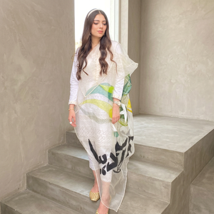 Tissu en Chiffon Blanc Respirant à Impression Numérique pour Femmes - Hum Azad Hain Daily Wear - Product Image 2