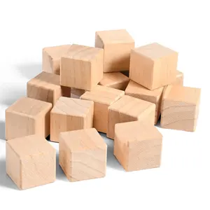 Wholesale 0.5X0.5X0.5In Natural Wood Building Blocks Puzzle Toys Wooden Cubes Diy Blank Wooden Crafts Activity Kits For Kids