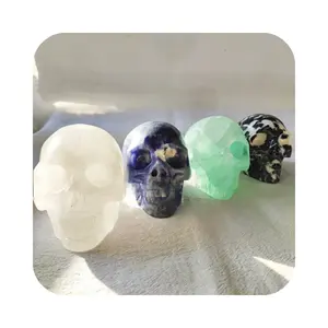 wholesale bulk selling crystal carvings energy mineral skulls carving carved carfts for rebitrh and fengshui decorations