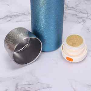 Custom Double-layer Vacuum Insulated Silicone Hammered Pattern Steeping <b>Tea</b>-Water Separation <b>Brewing</b> Cup Portable Promotional - Product Image 3