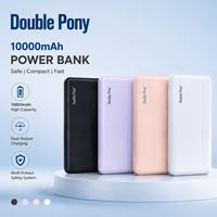 DOUBLE PONY Produk Terbaru 10000mAh 20W Pengisian Cepat Power Bank Tipis Portabel Tahan Air dengan Output Tipe-C