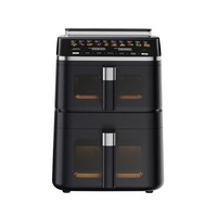 Friteuse à air électrique multifonction à double panier 4,5+6,5L, affichage numérique LCD, revêtement antiadhésif PTFE, protection contre la surchauffe