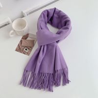 Echarpes souples pour femmes Automne Hiver Mode Couleur Solide Grand Châle Wraps Polyester Femmes Long Tassel Scarf