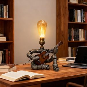 Lampe de table en forme de <span class=keywords><strong>guitare</strong></span>, accessoires pour <span class=keywords><strong>guitare</strong></span>, cadeaux originaux pour les amoureux de la musique, les guitaristes, <span class=keywords><strong>cadeau</strong></span> pour homme, lampe steampunk - Product Image 1