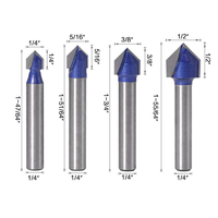 Vástago de 6mm y 1/4 pulgadas, hoja de carburo de 90 grados, ranurado en V, brocas para enrutador de carpintería, cortador de molino para herramientas CNC de carpintería de madera