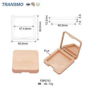 <b>PLA</b> Biodegradable Cosmetic Packaging Custom Blush Compact case <b>Pla</b> Biodegradable Cosmetic Blush Containers with Mirror - Product Image 2