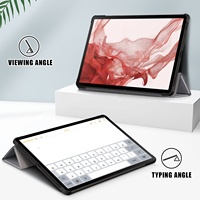 Étui pour tablette en cuir magnétique mince et portable NET-CASE Trifold Stand pour Tab S9/S9 FE, plusieurs couleurs