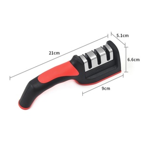 Aiguiseur de couteaux manuel 3 étapes en acier et diamant, aiguiseur de couteaux professionnel, outils d'affûtage pour la cuisine - Product Image 5