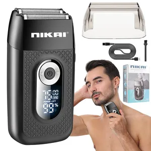 Suttik N-613 전기 면도기 포일 전기 면도기 대머리 남성용 얼굴 머리 면도기 충전식 더블 수염 면도기 블랙