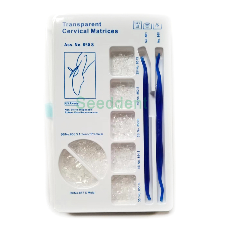 Dental Anatomically Shaped Transparent Cervical Matrix Assorted Kit 275 PCS for Filling Materials