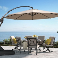 Grand Parasol de Patio Deluxe, Parasol Cantilever en Aluminium Courbé avec Base, Grand Parasol Déporté Rond pour Jardin, Terrasse, Piscine