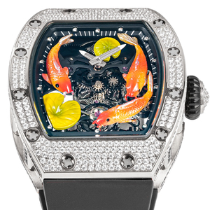 Reloj de Lujo para Hombre, Tourbillon Automático, Mecánico, con Caja con Incrustaciones de Diamantes y Correa de Caucho para Mujer, Reloj con Diamantes - Product Image 5