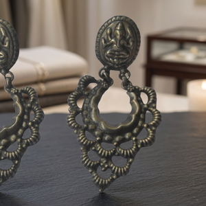 Boucles d'oreilles tribales en argent sterling 925, style ancien avec sertissage clos - Product Image 3