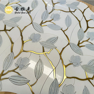 <span class=keywords><strong>Mosaico</strong></span> de Parqué de Mármol Azul y Blanco con Incrustaciones de Latón <span class=keywords><strong>para</strong></span> Vestidores, Rincón de Lectura, Balcón, Salón y Diseño de Suelos Decorativos - Product Image 3