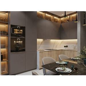 Gabinete <span class=keywords><strong>de</strong></span> <span class=keywords><strong>Cocina</strong></span> Italiano Pequeño, Desplegable, Modular, Metálico, Lacado en Marrón, <span class=keywords><strong>de</strong></span> Fibra <span class=keywords><strong>de</strong></span> Vidrio, Diseños <span class=keywords><strong>de</strong></span> <span class=keywords><strong>Cocina</strong></span> Modernos - Product Image 2