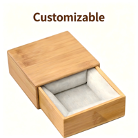 Boîte à bijoux en bambou avec tiroir coulissant, étui de rangement pour ornements doublé de tissu