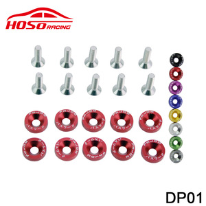 Vis en alliage d'aluminium M6 avec rondelle rouge pour montage de plaque de batterie, de garde-boue et de plaque d'immatriculation - Modification de voiture JDM - Product Image 5
