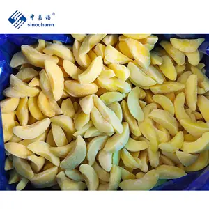 Sinocharm BRC A Sweet Frozen Fruits Nutritious Sliced IQF Yellow Peach 1kg Frozen Yellow Peach Slice