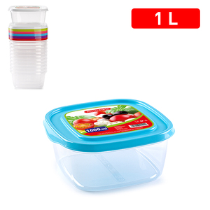 Contenitore per Alimenti Quadrato 1 L, Durevole e Riutilizzabile, per Conservazione Domestica, Colori Assortiti - Product Image 3