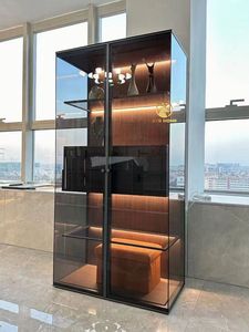 Light Luxury Glass Wine Cabinet Modern High End Aircraft Curio European Wing Aluminum <b>Storage</b> Sideboard Sts3010 Light Luxury - Product Image 5