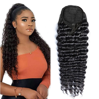 Extensions de cheveux humains brésiliens 100 % naturels, grade 10A, bouclés, avec cordon de serrage, cuticules alignées, pour femmes noires, vente en gros