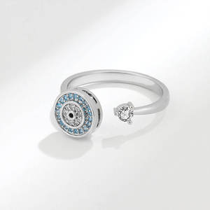 Rotatif Spinner Anneau Bijoux Style Ethnique Blanc Zircon Spinner Anneaux Démon Yeux Rotatif Réglable Fidget Anneaux Pour L'anxiété - Product Image 5