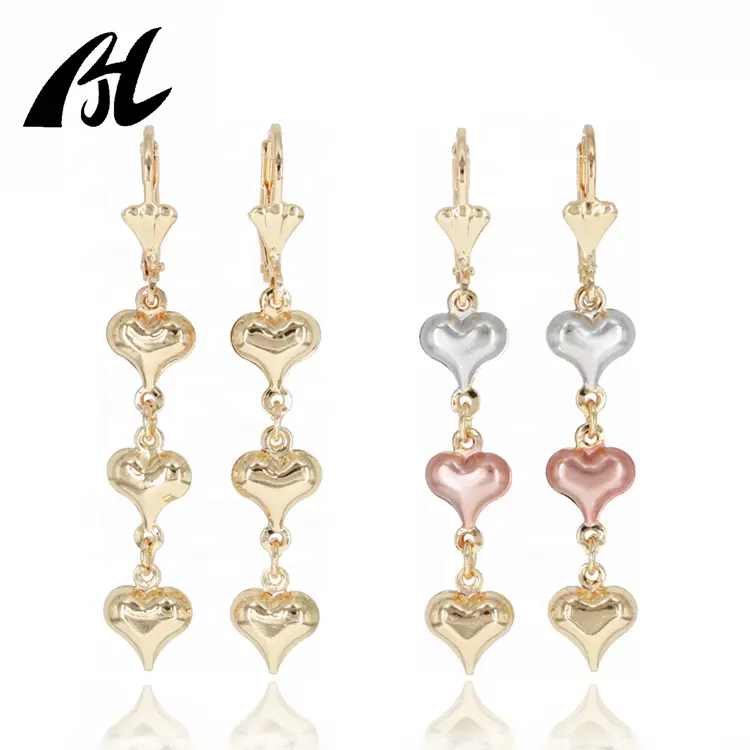 Smooth Surface Heart Shaped Earrings Dolphin Simple Drop Tricolor Long Earrings