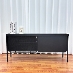 <span class=keywords><strong>Meuble</strong></span> <span class=keywords><strong>TV</strong></span> moderne en métal noir, design <span class=keywords><strong>d</strong></span>'unité <span class=keywords><strong>d</strong></span>'<span class=keywords><strong>angle</strong></span> sur pieds hauts pour salon, <span class=keywords><strong>meuble</strong></span> de rangement latéral - Product Image 1