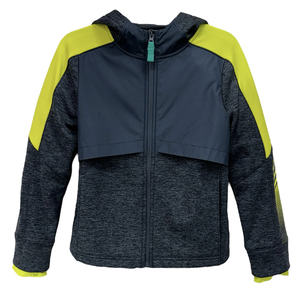 Superior Quality Woven Overlay Fleece Anti-Pill Zipper <b>Hoodie</b> Collarless Sport Jacket - Product Image 1