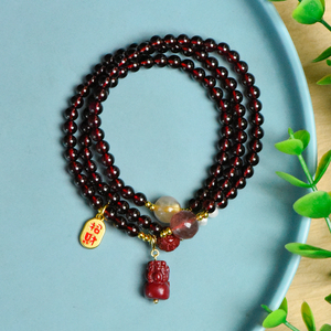 Haute Qualité PIXU Cinabre Style <span class=keywords><strong>Chinois</strong></span> Perlé Bracelet Chanceux Animal Charme avec Nature Grenat Cristaux Mode Guérison Bijoux - Product Image 5