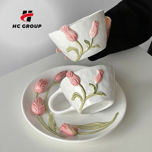 Set Di 2 Bicchieri In Vetro Francesi Con Fiocco - 350 Ml, Stampa Floreale Vintage - Ideali Per Caffè, Tè Freddo, Succhi E Dessert - Impilabili, Rosa