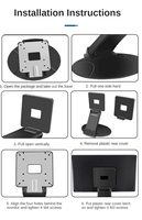 Support d'écran portable ergonomique pliable inclinable pour bureau, construction plastique + métal, capacité de charge 6,5 kg, pour écrans de 13 à 24 pouces