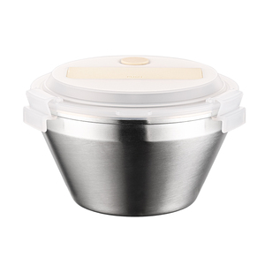 304 stainless steel <b>round</b> double-layer lunch <b>box</b>, with compartments to prevent flavor mixing, includes spoon and chopsticks. - Product Image 6